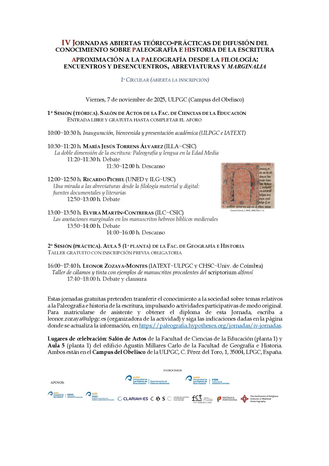 En este momento estás viendo Jornadas Paleografía